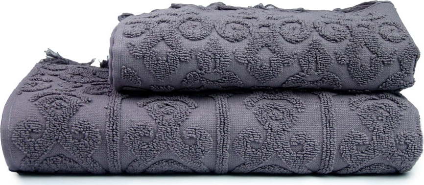 Tmavě šedé bavlněné ručníky a osušky v sadě 2 ks Kilim – Foutastic Foutastic