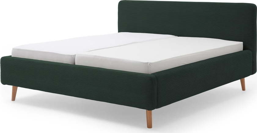 Tmavě zelená čalouněná dvoulůžková postel 160x200 cm Mattis Cord – Meise Möbel Meise Möbel