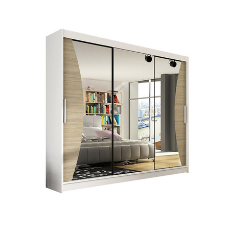 Velká šatní skříň ASTON IV bílá/dub sonoma šířka 250 cm ankon