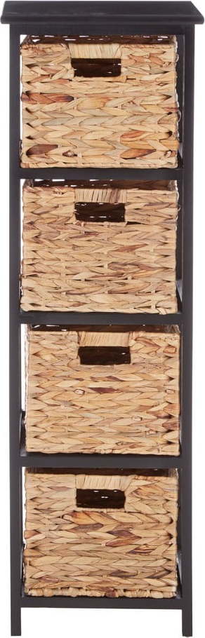 Vysoká komoda z masivu pavlovnie v černo-přírodní barvě 32x100 cm Padstow – Premier Housewares Premier Housewares