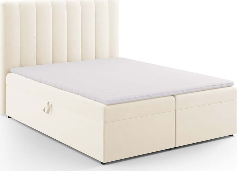 Béžová boxspring postel s úložným prostorem 160x200 cm Gina – Milo Casa Milo Casa