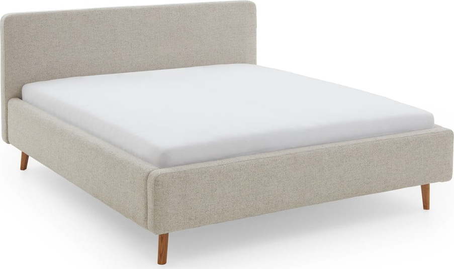 Béžová čalouněná dvoulůžková postel s úložným prostorem a roštem 180x200 cm Mattis – Meise Möbel Meise Möbel