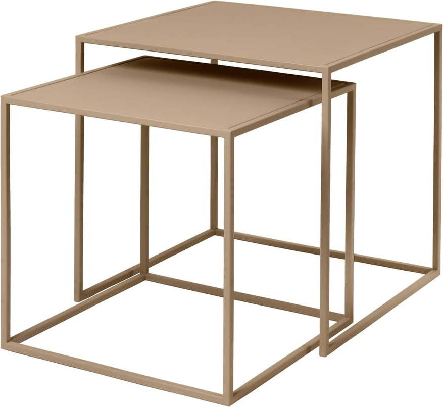 Béžové kovové konferenční stolky v sadě 2 ks 40x40 cm Fera – Blomus Blomus