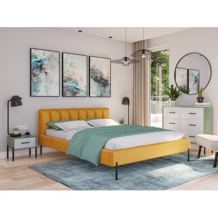 Čalouněná postel MILAN rozměr 140x200 cm Zlatá TT-FURNITURE