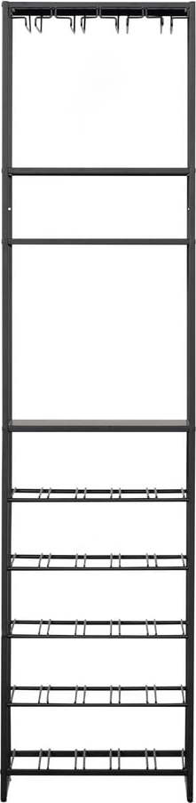 Černá kovová vinotéka počet na 25 lahví