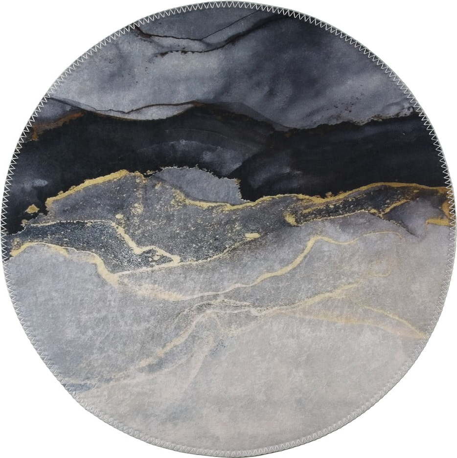 Černo-bílý pratelný kulatý koberec ø 100 cm – Vitaus Vitaus