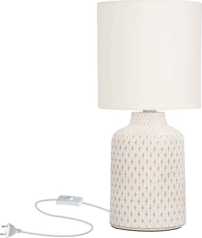 Krémová stolní lampa s textilním stínidlem (výška 32 cm) Iner – Candellux Lighting Candellux Lighting