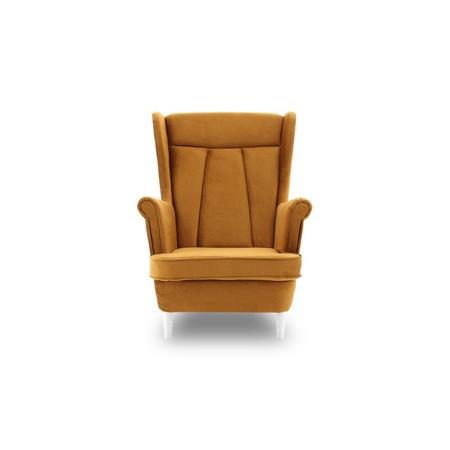 Křeslo ušák VALIA Bílá Tmavě žlutá Signal-nabytek