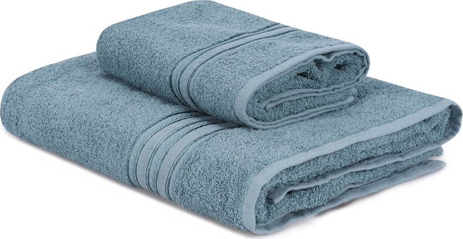 Modré bavlněné ručníky a osušky v sadě 2 ks Dora – Foutastic Foutastic
