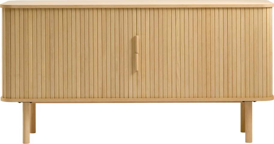 Nízká komoda v dekoru dubu s posuvnými dveřmi v přírodní barvě 76x160 cm Cavo – Unique Furniture Unique Furniture