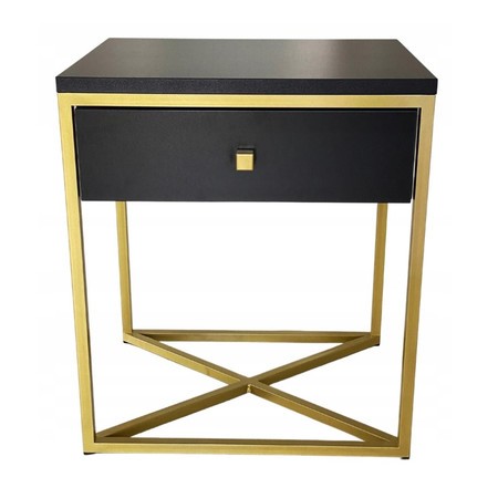 Noční stolek GOLDEN II - černá matná/zlatá T-TABLE