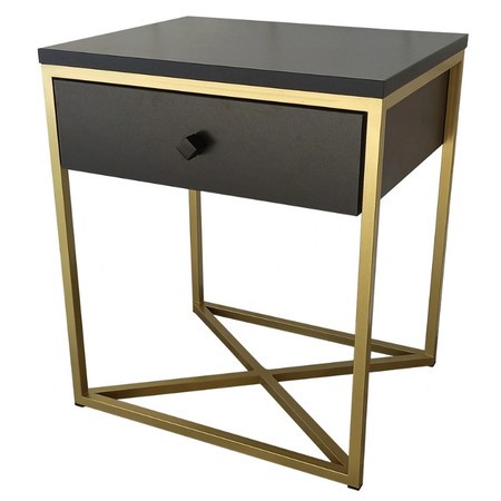 Noční stolek GOLDEN - černá matná/zlatá T-TABLE