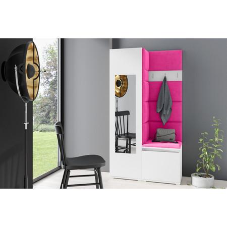 Předsíňová stěna AMI 13 Růžová Bílá Se zrcadlem Signal-nabytek