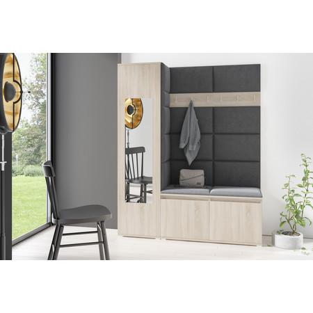 Předsíňová stěna AMI 14 - se zrcadlem Dub sonoma Černá Signal-nabytek