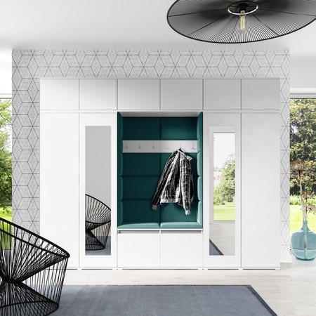 Předsíňová stěna AMI 17 - se zrcadlem Tmavě zelená Bílá Signal-nabytek