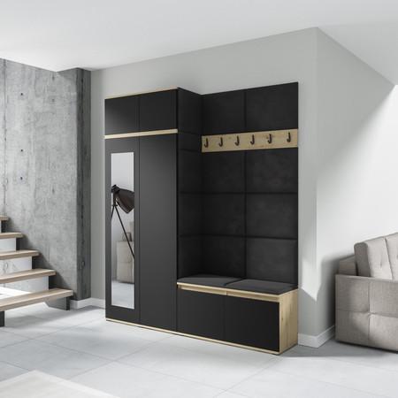 Předsíňová stěna AMI 19 - se zrcadlem Černá Dub artisan/černá Signal-nabytek