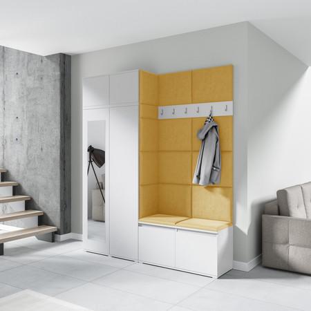 Předsíňová stěna AMI 19 - se zrcadlem Světle žlutá Bílá Signal-nabytek