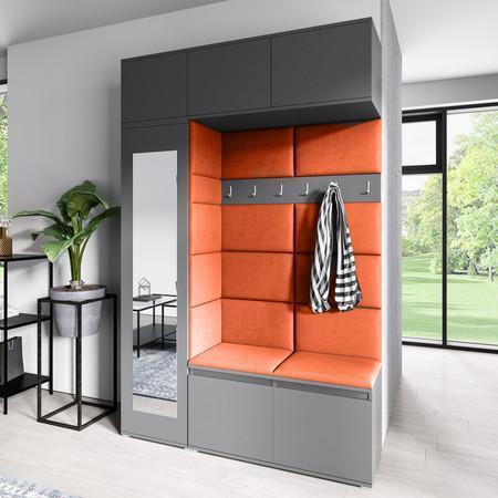 Předsíňová stěna AMI 21 - se zrcadlem Oranžová Grafit Signal-nabytek