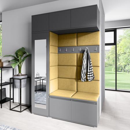 Předsíňová stěna AMI 21 - se zrcadlem Světle žlutá Grafit Signal-nabytek