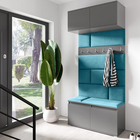 Předsíňová stěna AMI 23 Azurová Dub artisan/černá Signal-nabytek