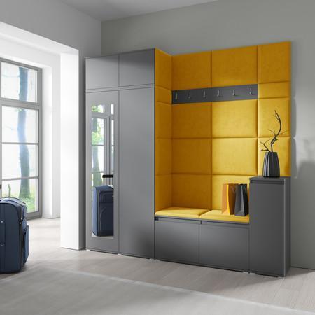 Předsíňová stěna AMI 26 - se zrcadlem Žlutá Grafit Signal-nabytek