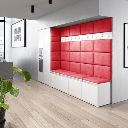 Předsíňová stěna AMI 9 Červená Bílá Se zrcadlem Signal-nabytek