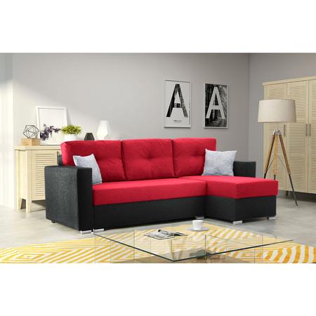 Rozkládací rohová sedací souprava 102 AIDEN Pravá Černá+červená Signal-nabytek