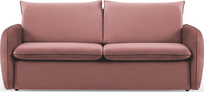 Růžová sametová rozkládací pohovka 214 cm Vienna – Cosmopolitan Design Cosmopolitan design