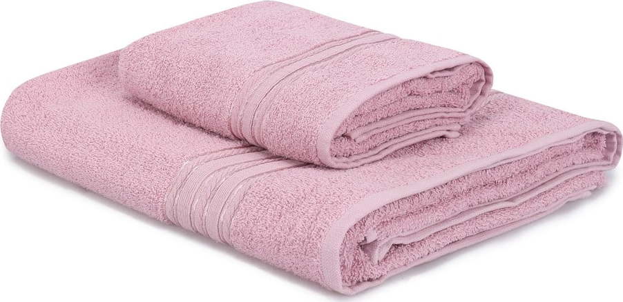 Růžové bavlněné ručníky a osušky v sadě 2 ks Dora – Foutastic Foutastic