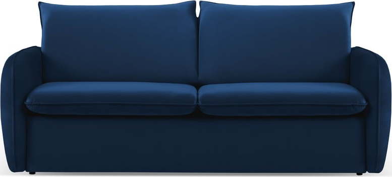 Tmavě modrá sametová rozkládací pohovka 214 cm Vienna – Cosmopolitan Design Cosmopolitan design