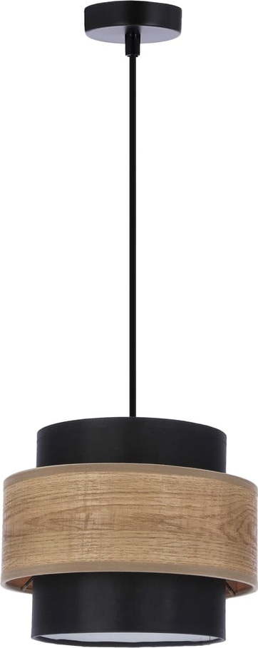 Závěsné svítidlo s textilním stínidlem v černo-přírodní barvě ø 20 cm Twin – Candellux Lighting Candellux Lighting