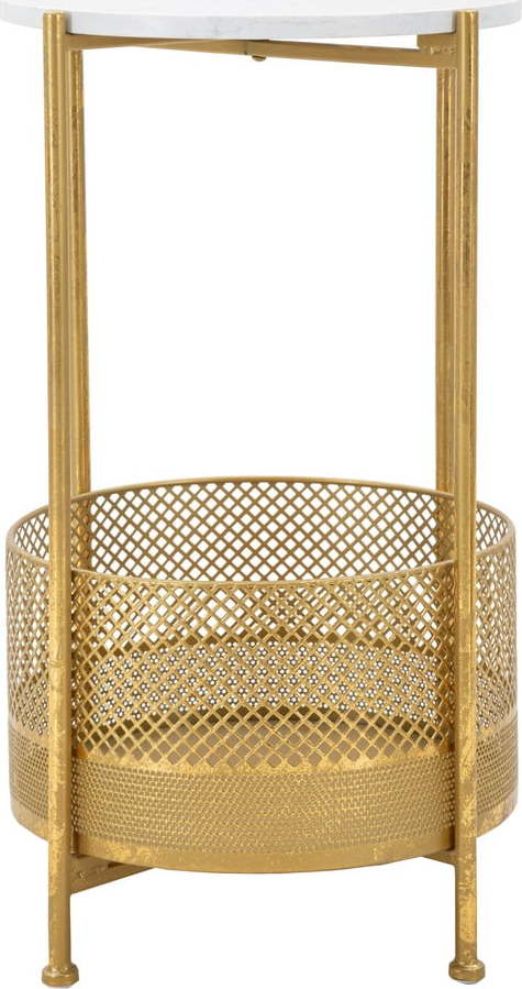 Kulatý odkládací stolek s deskou v dekoru mramoru ø 35 cm Basket – Mauro Ferretti Mauro Ferretti
