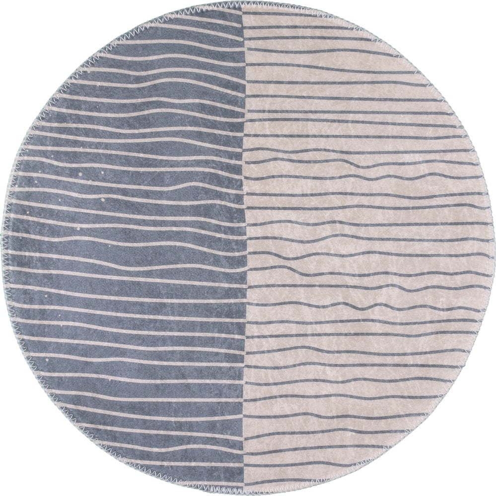 Pratelný kulatý koberec v krémovo-šedé barvě ø 80 cm Yuvarlak – Vitaus Vitaus