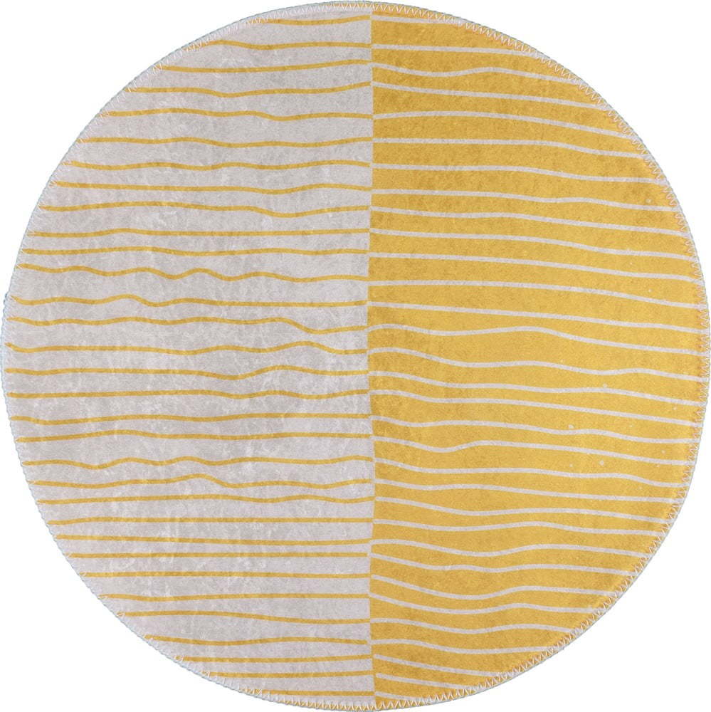 Pratelný kulatý koberec ve žluto-krémové barvě ø 80 cm Yuvarlak – Vitaus Vitaus