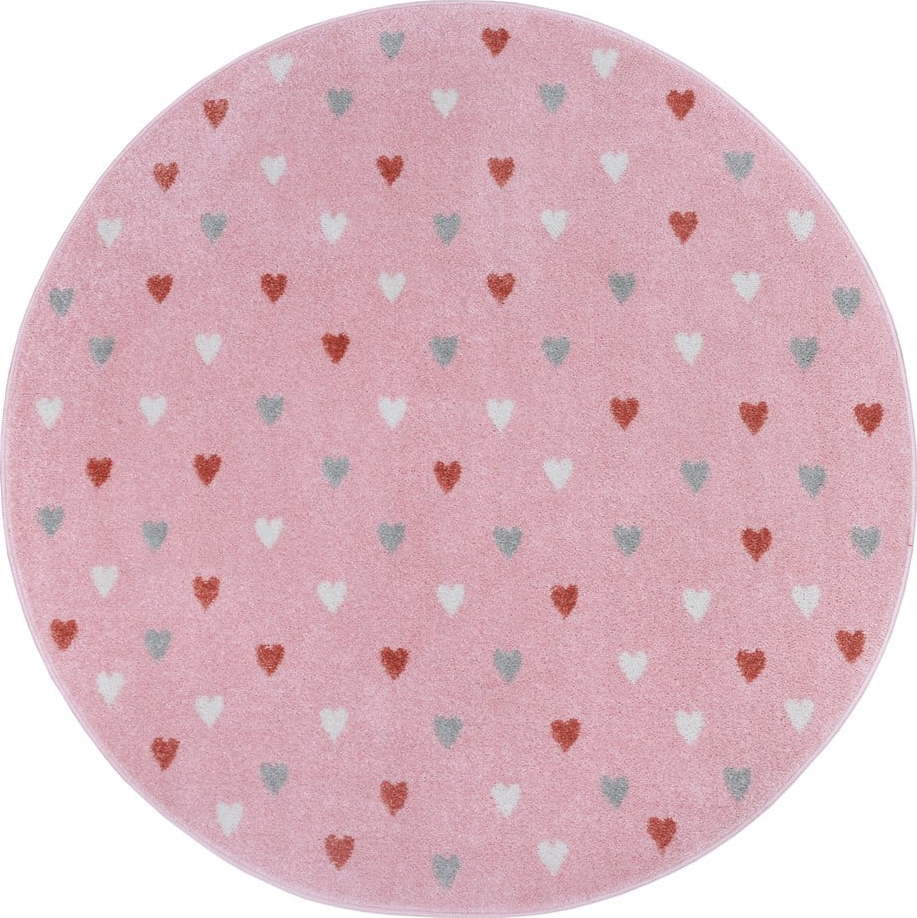 Růžový dětský koberec ø 140 cm Little Hearts – Hanse Home Hanse Home