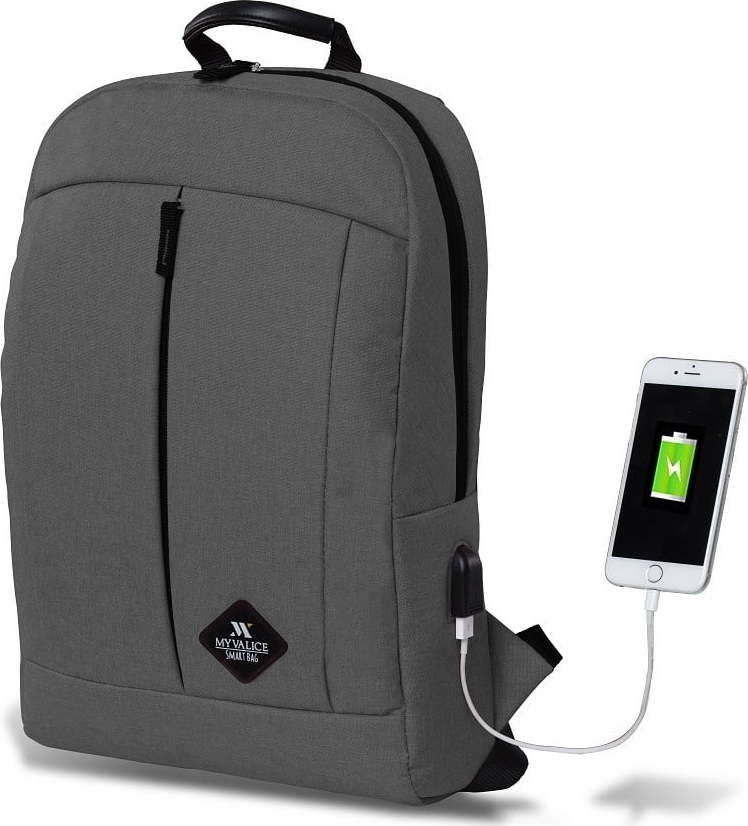 Šedý batoh s USB portem My Valice GALAXY Smart Bag Myvalice
