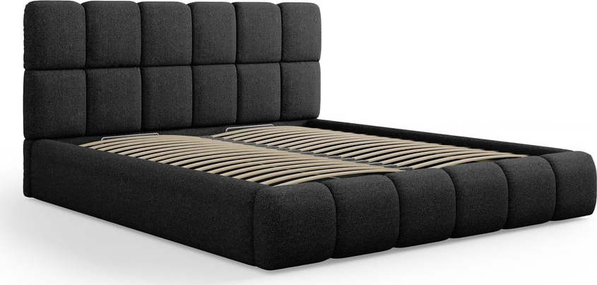 Černá čalouněná dvoulůžková postel s úložným prostorem s roštem 140x200 cm Bellis – Micadoni Home Micadoni Home