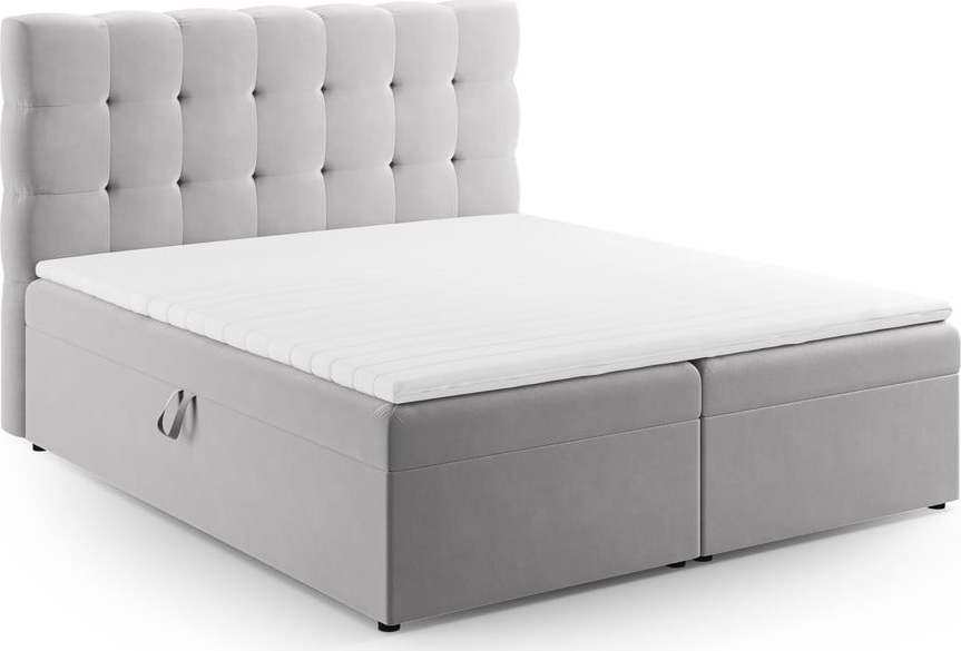 Světle šedá boxspring postel s úložným prostorem 180x200 cm Bali – Cosmopolitan Design Cosmopolitan design