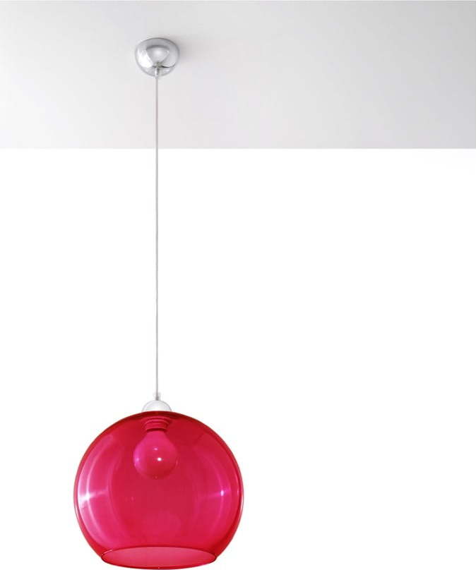 Červené závěsné svítidlo se skleněným stínidlem ø 30 cm Bilbao – Nice Lamps Nice Lamps