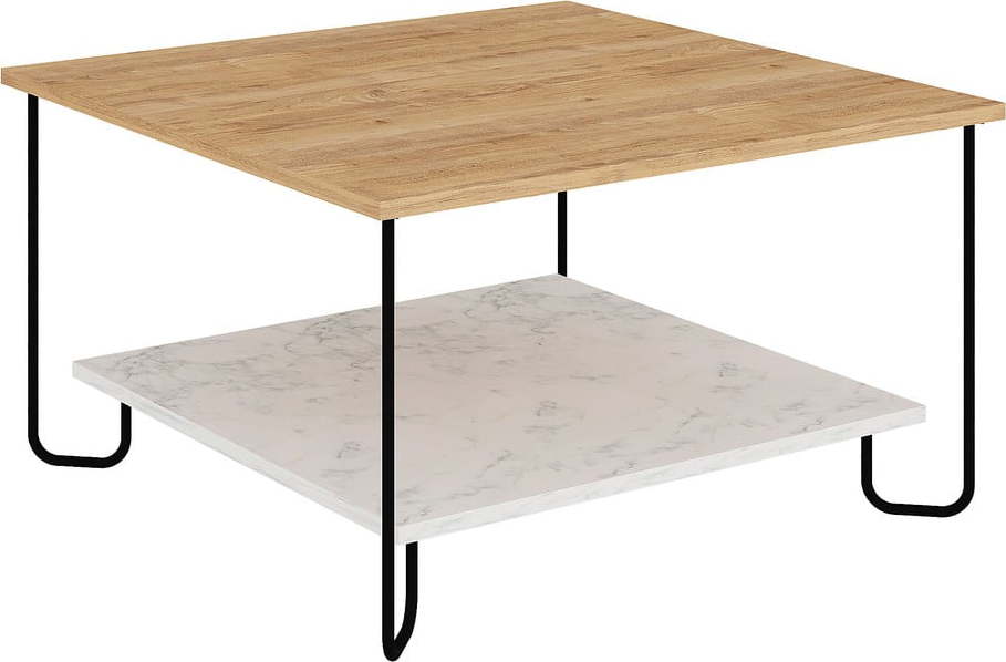 Konferenční stolek s deskou v dubovém dekoru v bílo-přírodní barvě 80x80 cm Tonka – Marckeric Marckeric