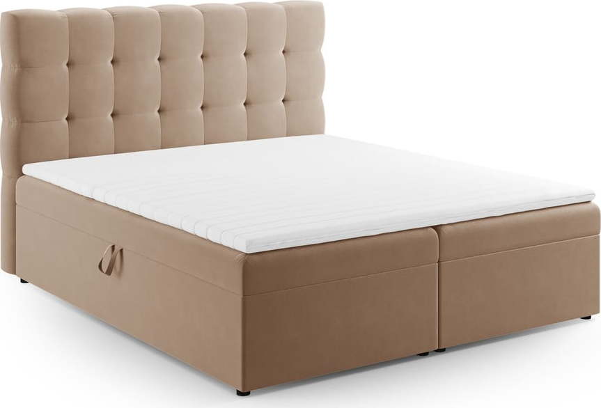 Světle hnědá boxspring postel s úložným prostorem 180x200 cm Bali – Cosmopolitan Design Cosmopolitan design