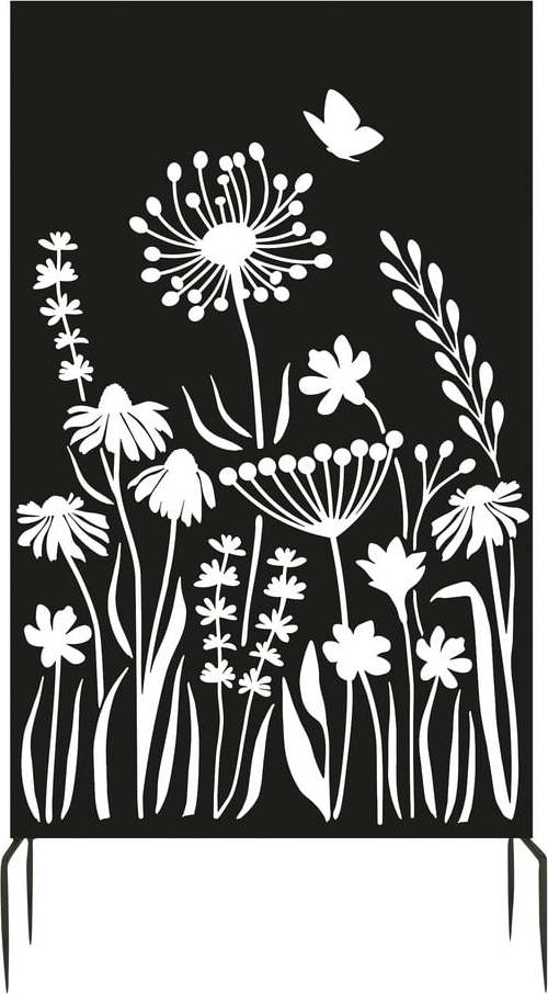 Černá kovová balkonová zástěna 100x186 cm Flowers – Esschert Design Esschert Design