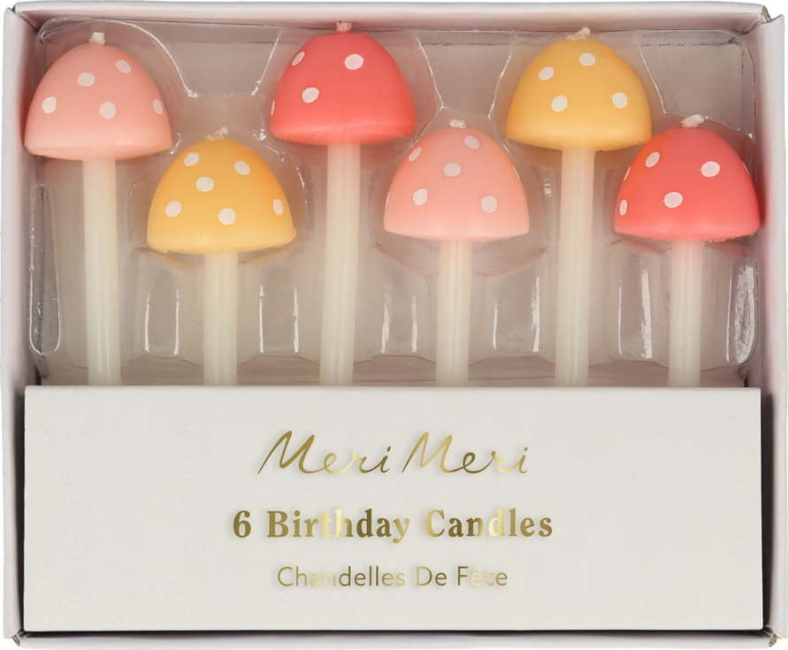 Dortové svíčky v sadě 6 ks Mushroom – Meri Meri Meri Meri