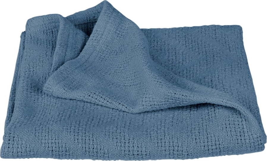 Modrá pletená dětská deka z Bio bavlny 80x80 cm Seashells – Roba Roba