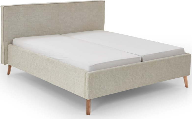 Krémová čalouněná dvoulůžková postel s úložným prostorem s roštem 160x200 cm Riva – Meise Möbel Meise Möbel