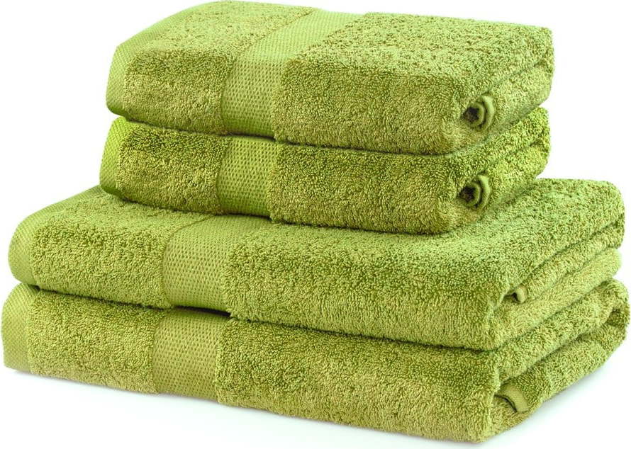 Světle zelené froté bavlněné ručníky a osušky v sadě 4 ks Marina – DecoKing DecoKing
