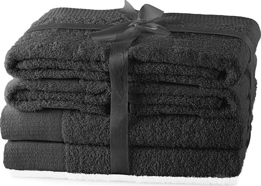 Tmavě šedé froté bavlněné ručníky a osušky v sadě 6 ks Amari – AmeliaHome AmeliaHome