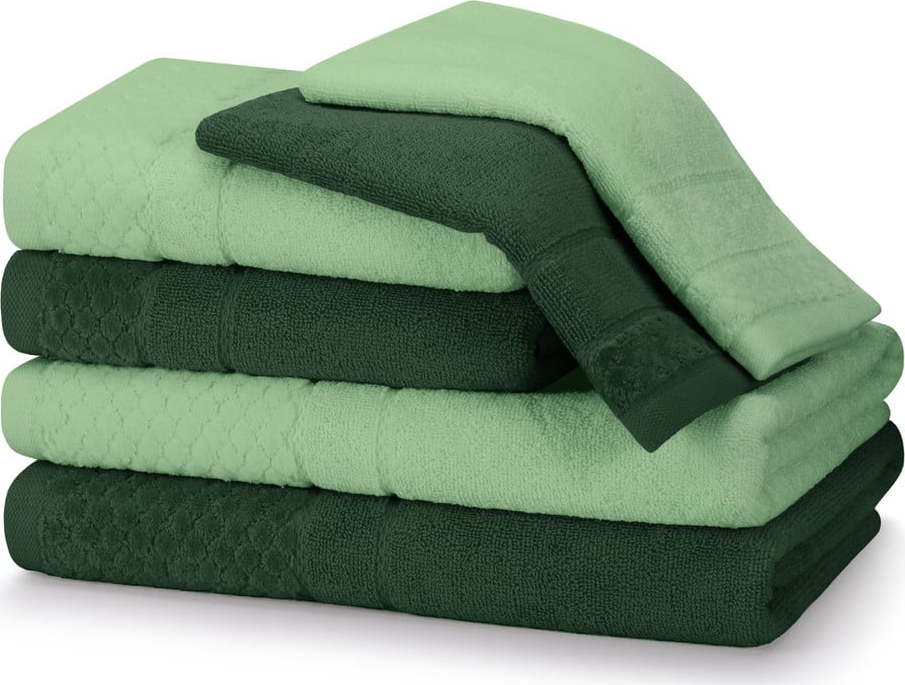 Zelené froté bavlněné ručníky a osušky v sadě 6 ks Rubrum – AmeliaHome AmeliaHome