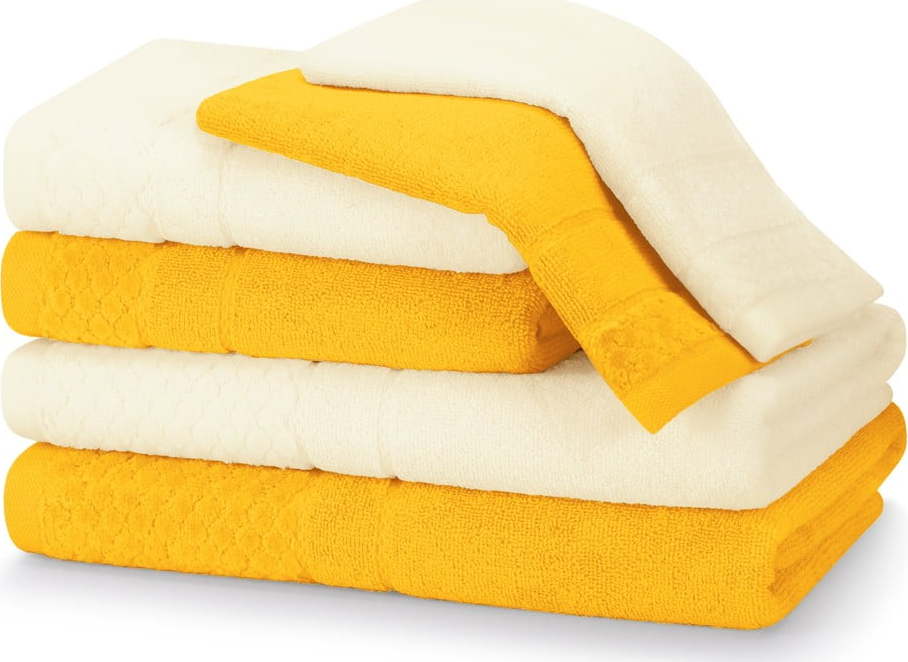 Žluté froté bavlněné ručníky a osušky v sadě 6 ks Rubrum – AmeliaHome AmeliaHome