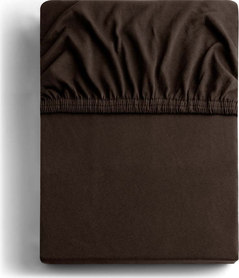 Hnědé džersejové elastické prostěradlo DecoKing Amber Collection